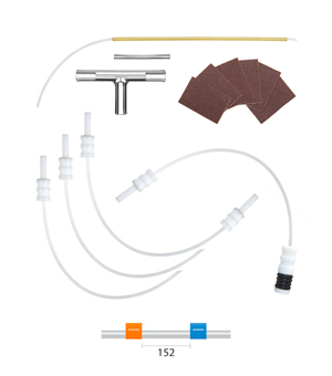 Kit de Padrão Interno com Tubo de PVC Laranja/Azul e Extremidade Alargada