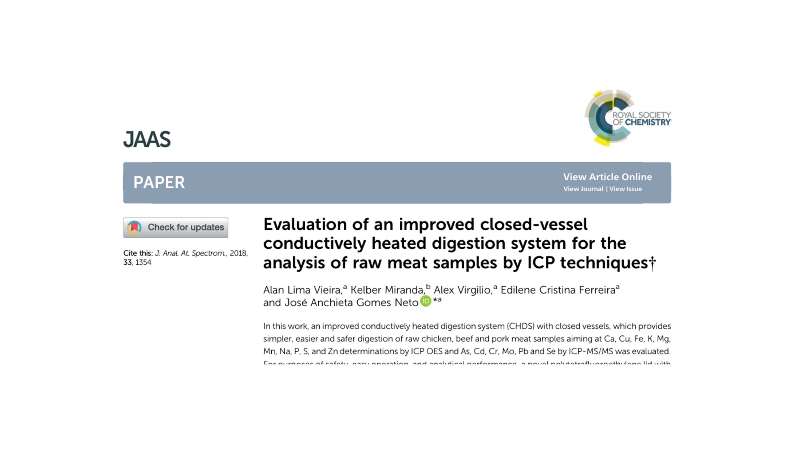 Prévia do artigo: Carnes por ICP-OES e ICP-MS