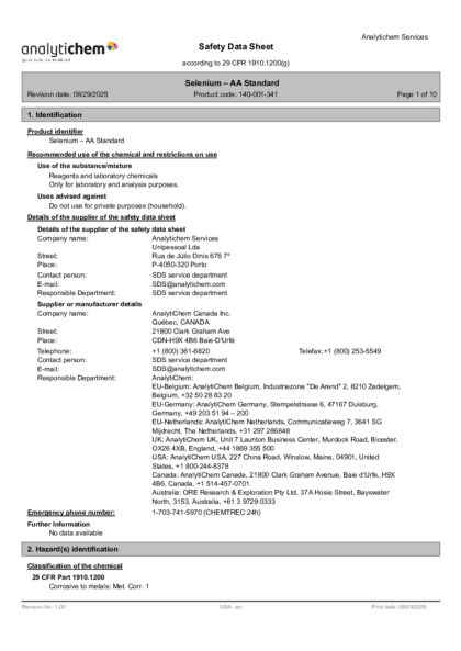 Primeira página: Ficha de segurança