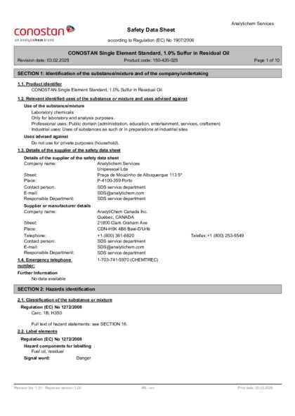 Primeira página: Ficha de segurança