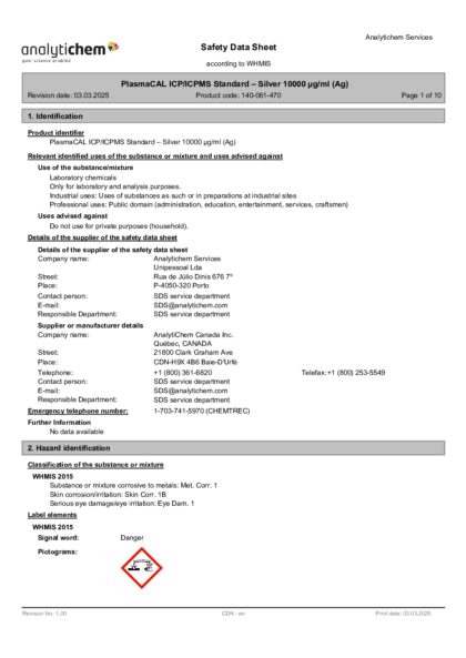 Primeira página: Ficha de segurança