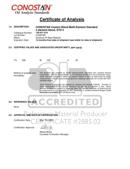 Primeira página: Certificado de análise, lote 0100818R