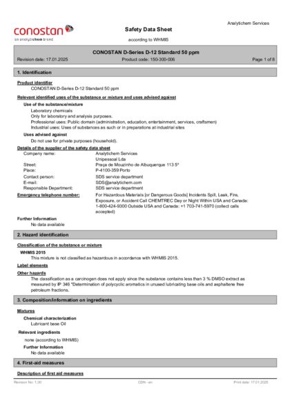 Primeira página: Ficha de segurança