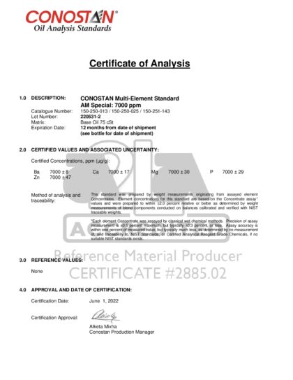 Primeira página: Certificado de análise, lote 220531-2