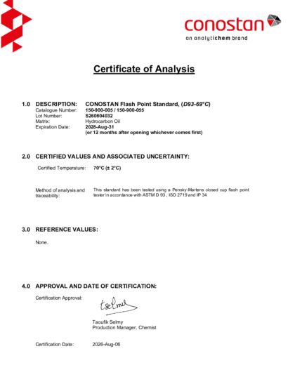 Primeira página: Certificado de análise, lote S260804032