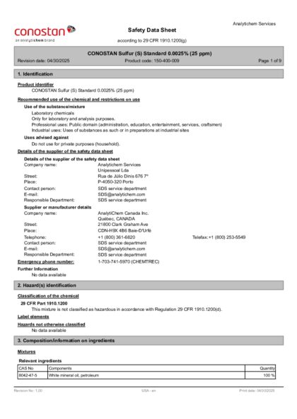 Primeira página: Ficha de segurança