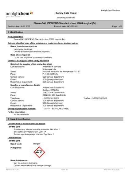 Primeira página: Ficha de segurança