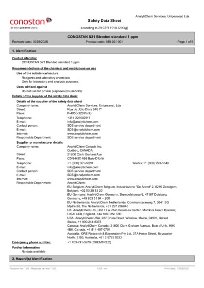 Primeira página: Ficha de segurança