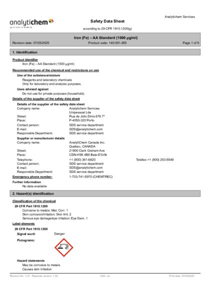 Primeira página: Ficha de segurança