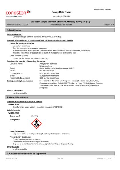 Primeira página: Ficha de segurança