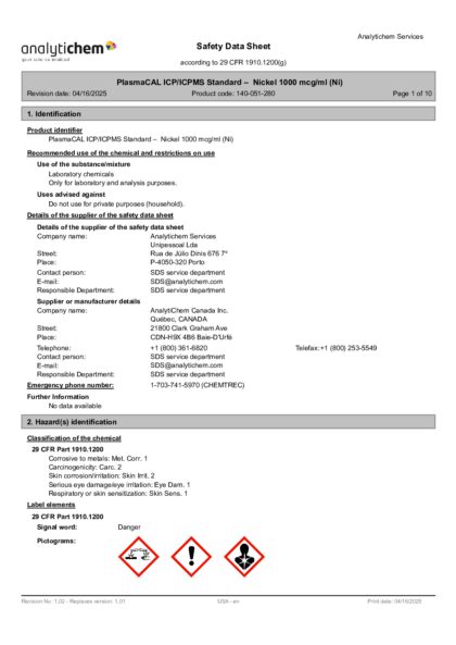 Primeira página: Ficha de segurança