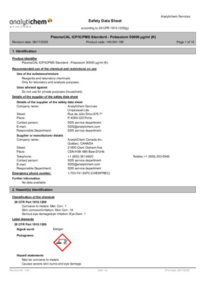 Primeira página: Ficha de segurança