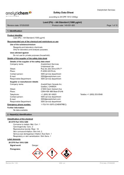 Primeira página: Ficha de segurança