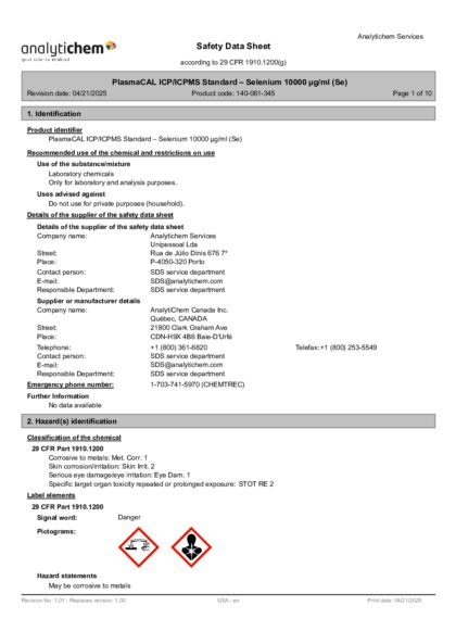 Primeira página: Ficha de segurança