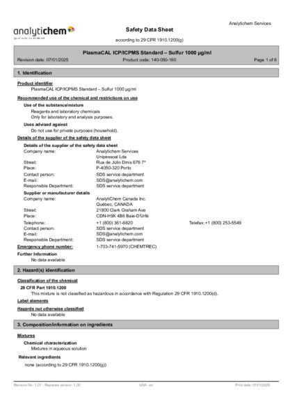 Primeira página: Ficha de segurança