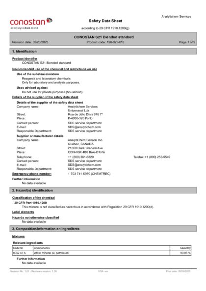 Primeira página: Ficha de segurança