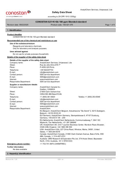 Primeira página: Ficha de segurança