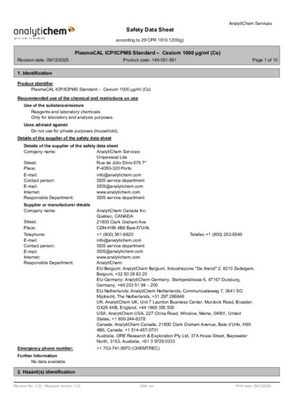 Primeira página: Ficha de segurança