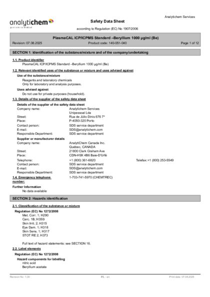 Primeira página: Ficha de segurança