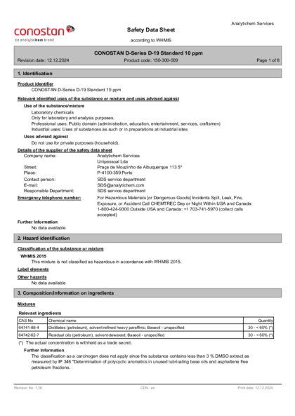 Primeira página: Ficha de segurança