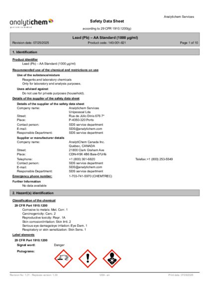 Primeira página: Ficha de segurança