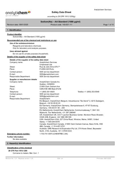 Primeira página: Ficha de segurança