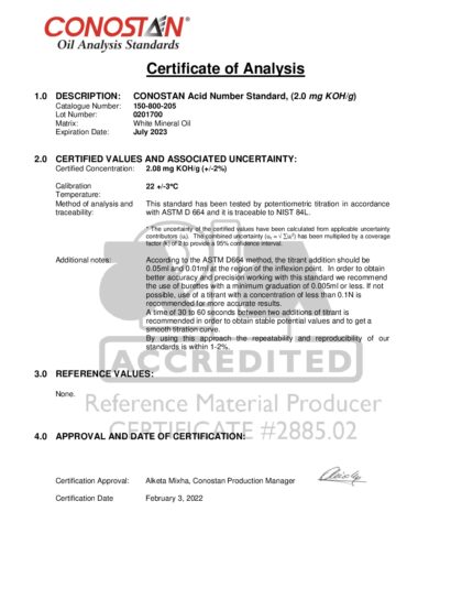 Primeira página: Certificado de análise, lote 0201700