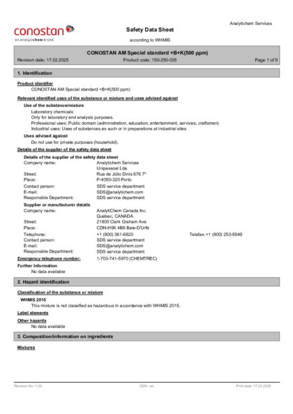 Primeira página: Ficha de segurança