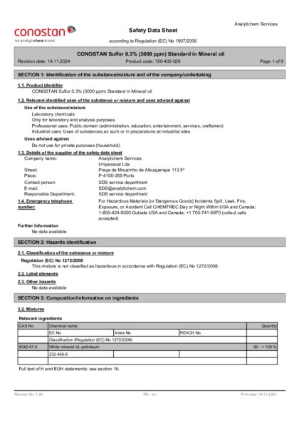 Primeira página: Ficha de segurança