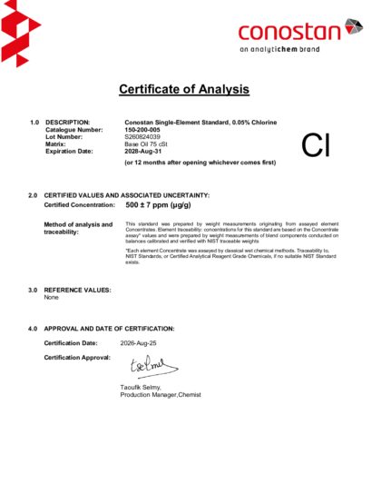 Primeira página: Certificado de análise, lote S260824039