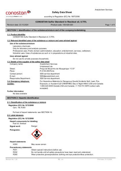 Primeira página: Ficha de segurança