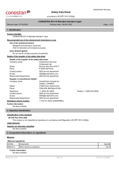 Primeira página: Ficha de segurança