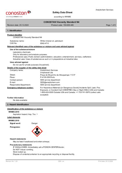 Primeira página: Ficha de segurança