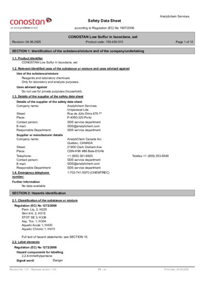 Primeira página: Ficha de segurança