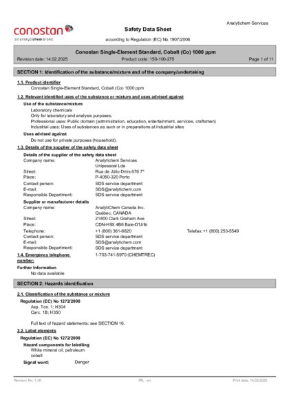 Primeira página: Ficha de segurança