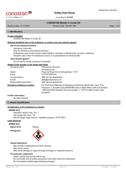 Primeira página: Ficha de segurança