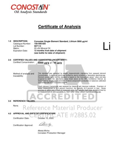 Primeira página: Certificado de análise, lote 507114