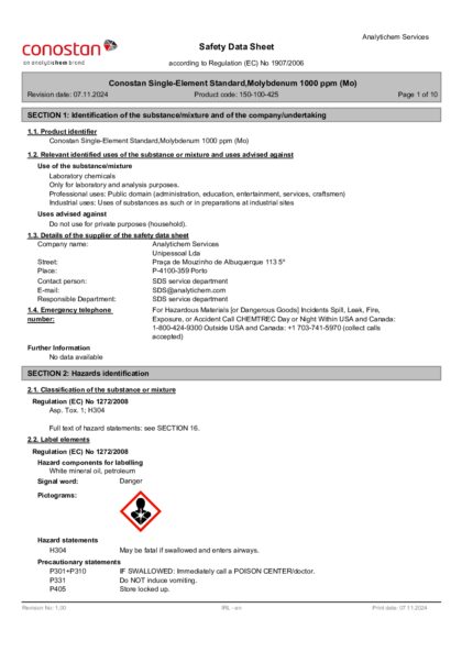 Primeira página: Ficha de segurança
