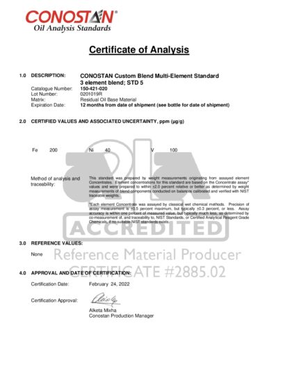 Primeira página: Certificado de análise, lote 0201019R