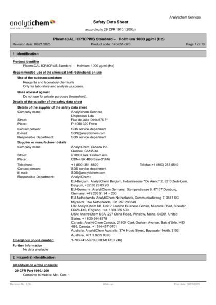 Primeira página: Ficha de segurança