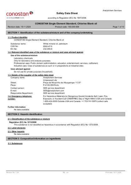Primeira página: Ficha de segurança