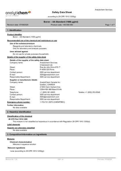 Primeira página: Ficha de segurança