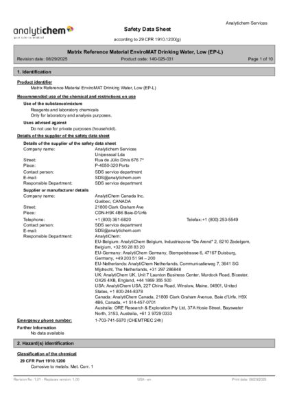 Primeira página: Ficha de segurança