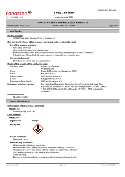 Primeira página: Ficha de segurança