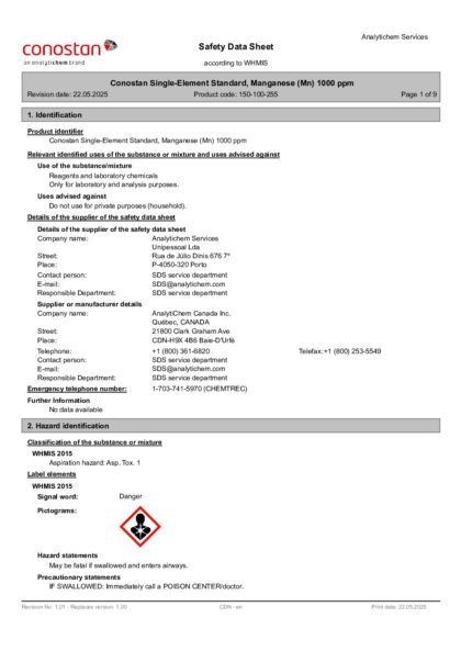Primeira página: Ficha de segurança
