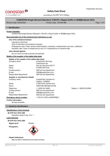Primeira página: Ficha de segurança