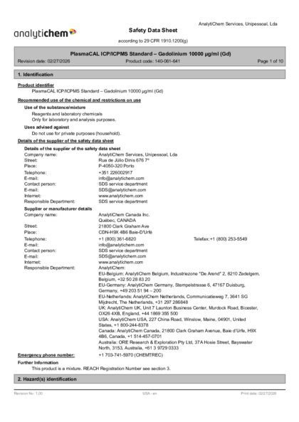 Primeira página: Ficha de segurança