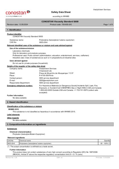 Primeira página: Ficha de segurança