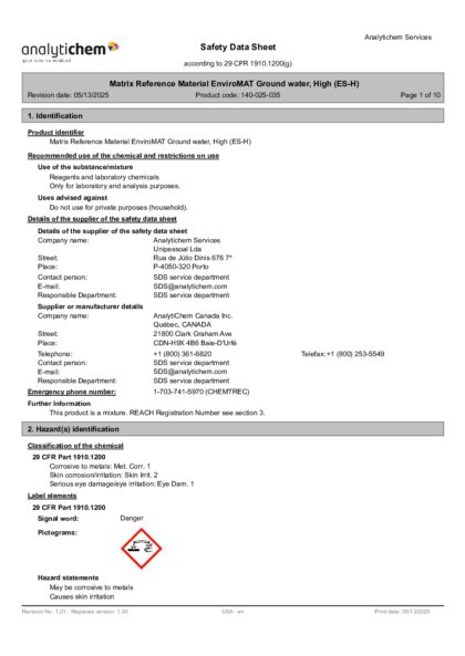 Primeira página: Ficha de segurança