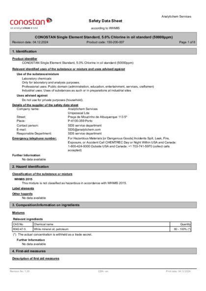 Primeira página: Ficha de segurança
